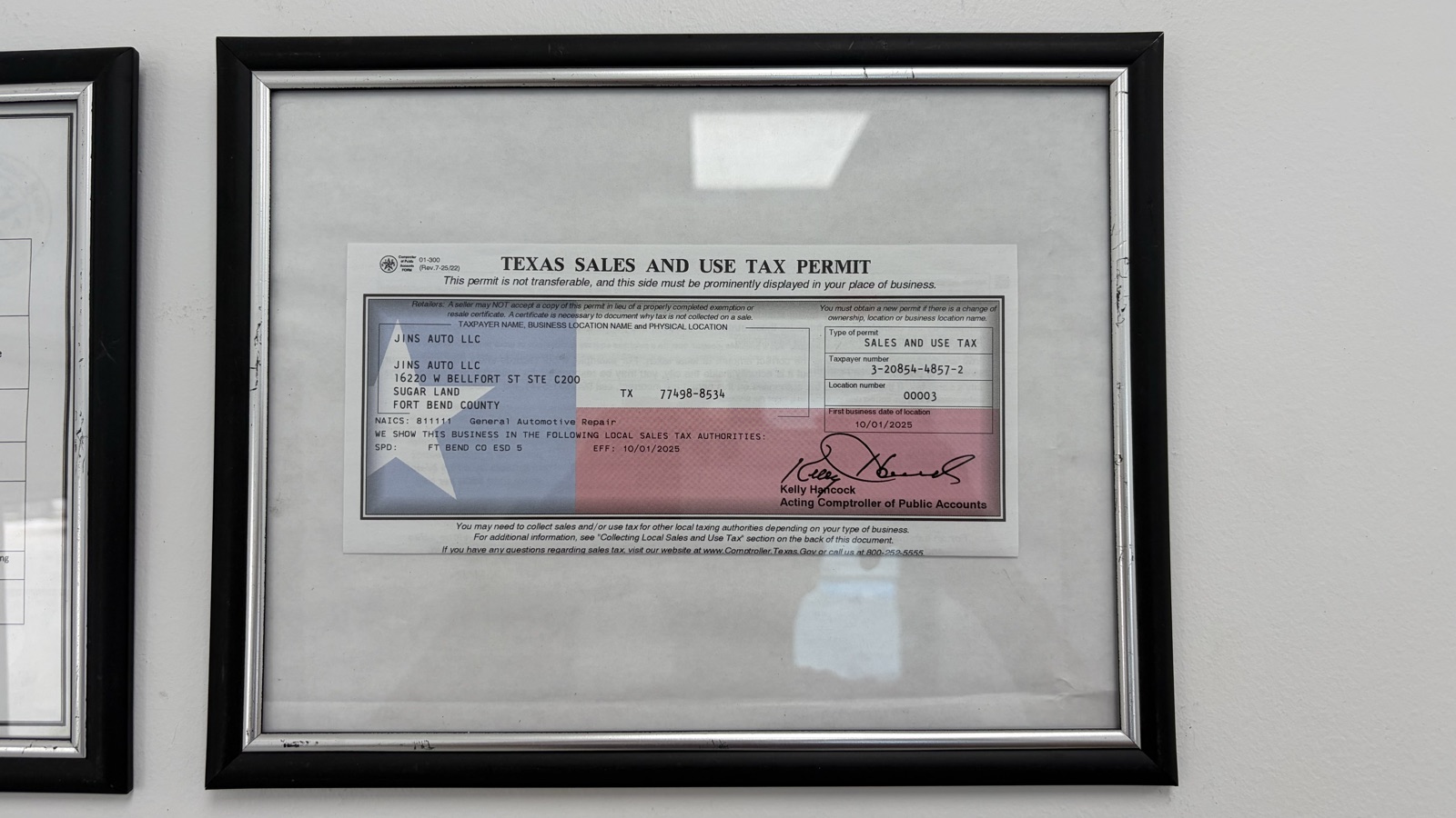 Texas Sales and Use Tax Permit