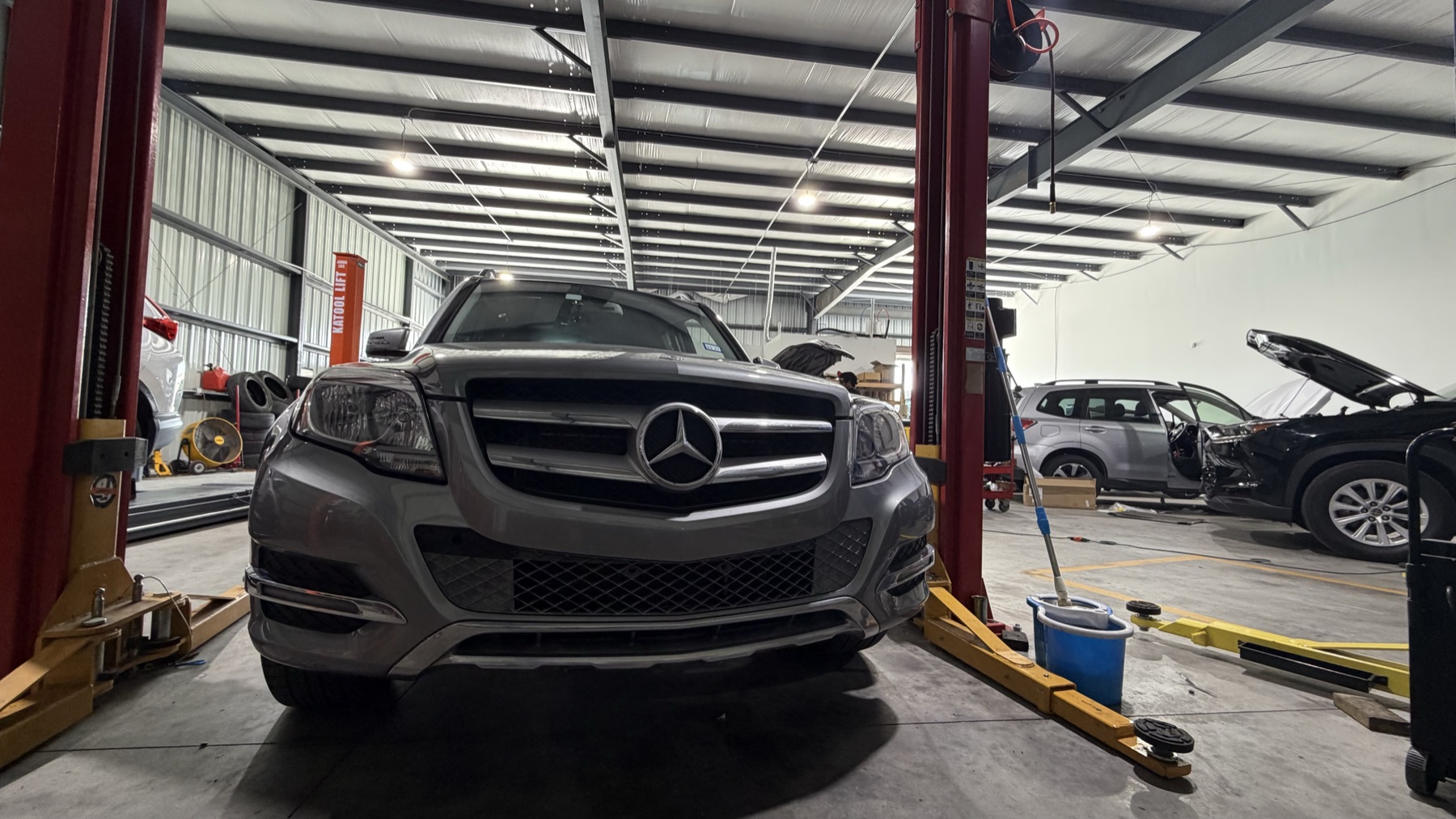 Mercedes-Benz on two-post lift