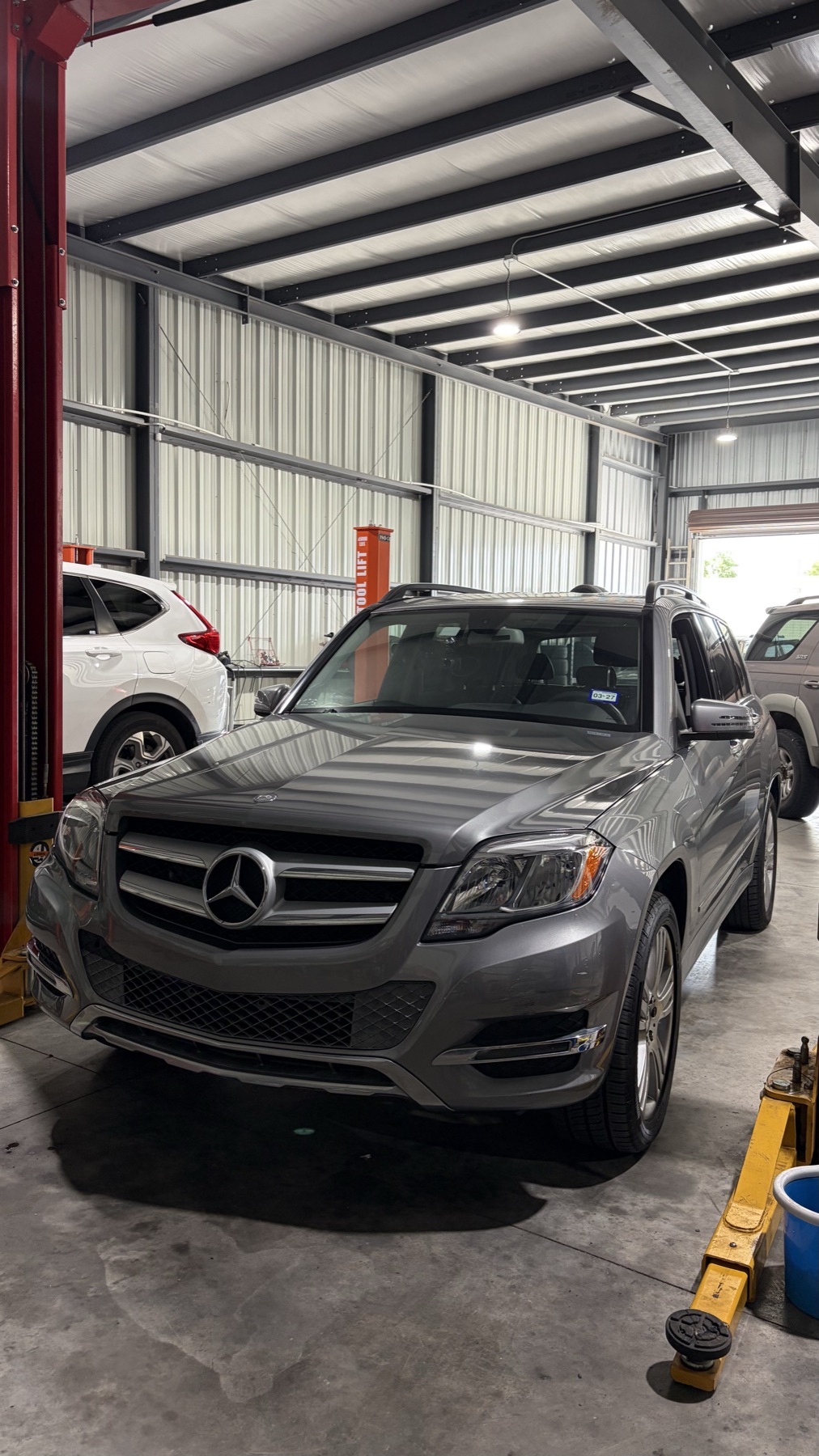 Mercedes SUV in service bay