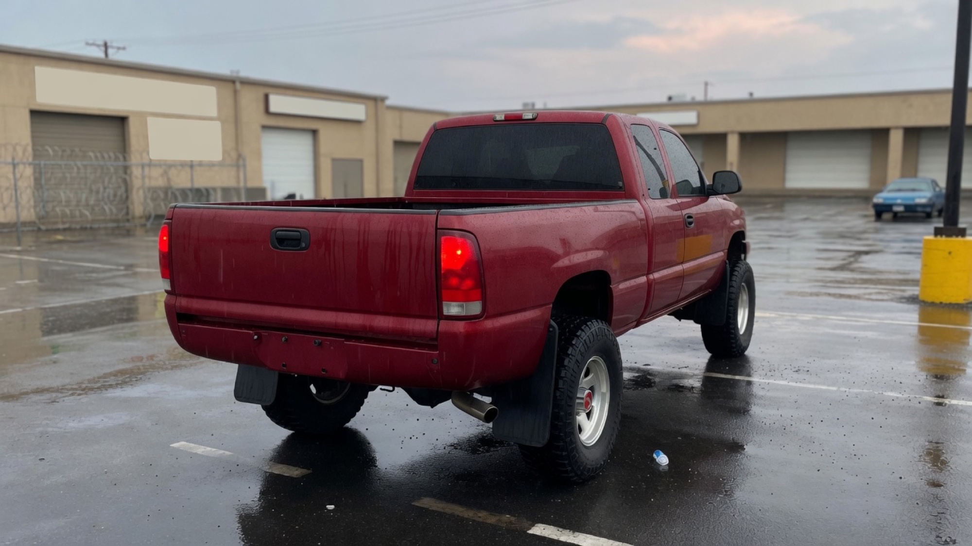 Red lifted truck reference